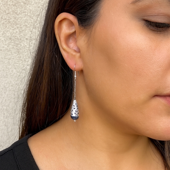 Handcrafted Himalayan K2 Granite Dangle Earrings - Picture 1 of 4